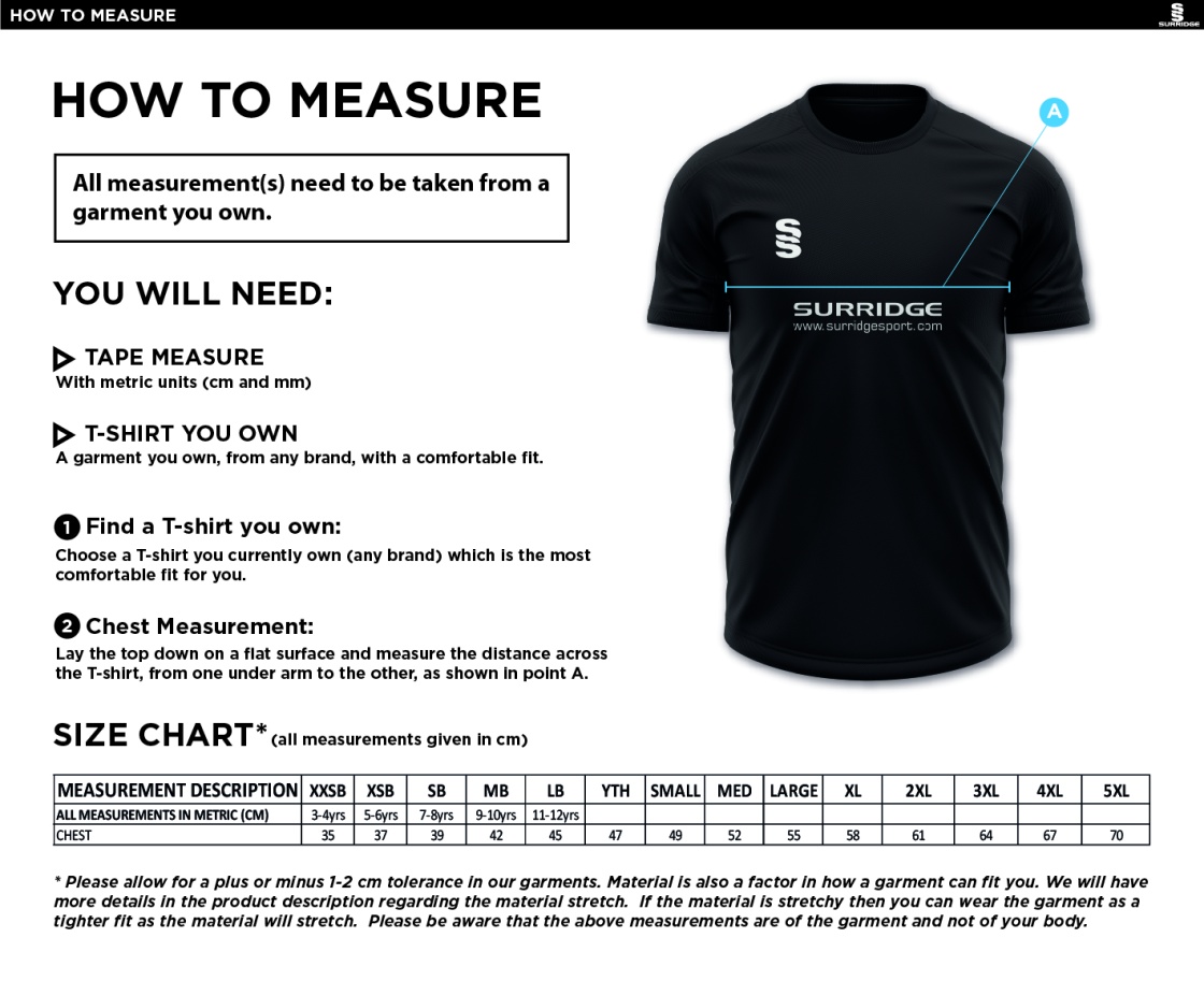 HUNTINGDONSHIRE CCC 50+ — Blade Polo Shirt - Size Guide