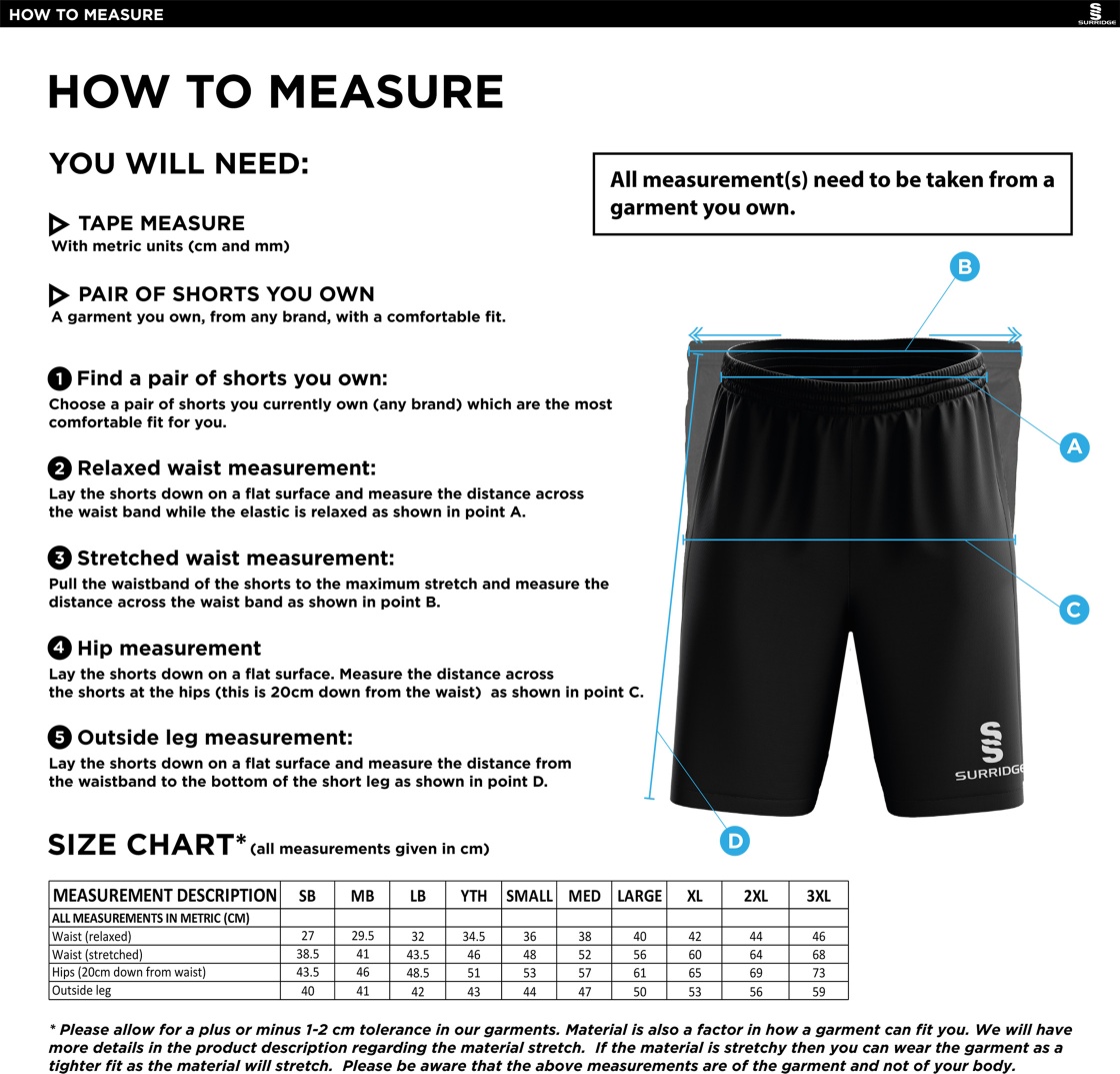 HUNTINGDONSHIRE CCC 50+ — Blade Shorts - Size Guide